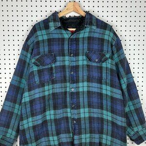 Vintage Coleman Plaid Shacket Jacket Size Large Green Blue Outdoor‎ Camping Core